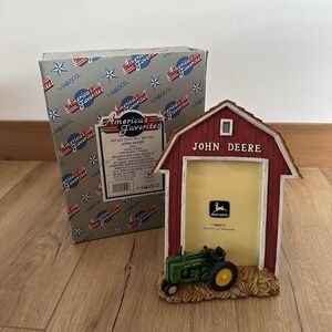 VTG New Enesco John Deere Picture Frame Barn Tractor 3 1/2x5" Fathers Day